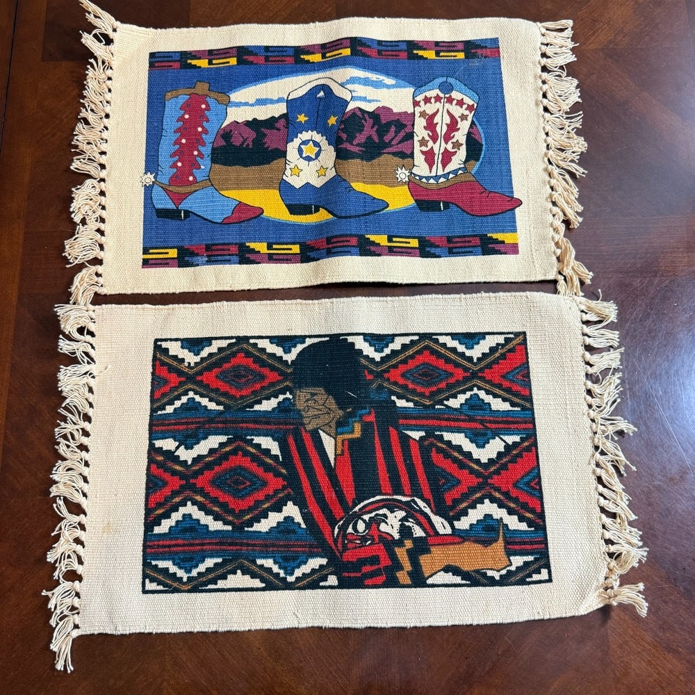 Southwestern Placemats Lot El‎ Paso Saddleblanket Cowboy Boots & Native